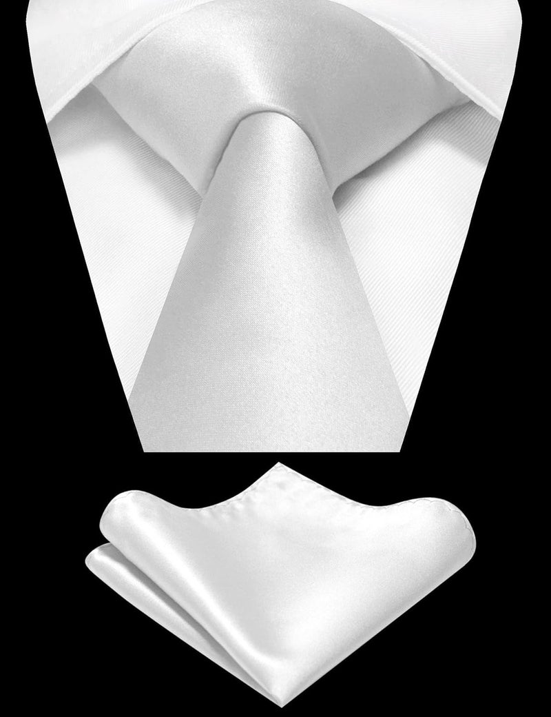 RBOCOTT Solid Color Tie and Pocket Square Hankerchief with Lapel Pin Set for Men - Image 2